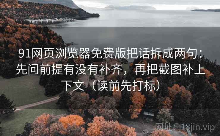 91网页浏览器免费版把话拆成两句：先问前提有没有补齐，再把截图补上下文（读前先打标）